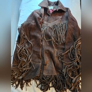 Brown Suede Fringe Western Jacket